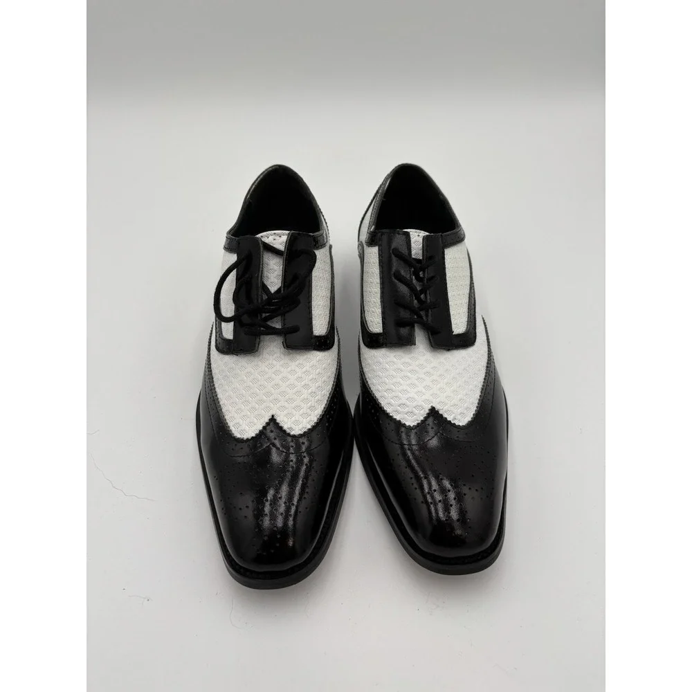 Giorgio Venturi Mens Sz 8.5 Wingtip Oxfords Black & White Leather Dress Shoes
